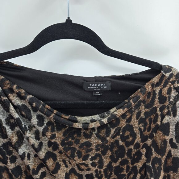 Tahari Arthur S. Levine Animal Print Built in Belt Midi Dress 6 petite - Picture 3 of 9